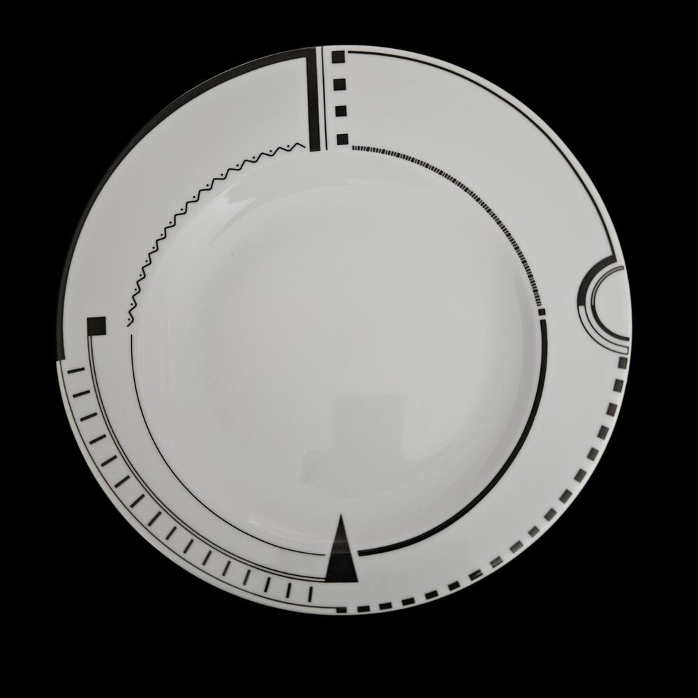 Studio Nova Soho Loft PR505 Salad Plates Set of 2 Fine China Black White 8.25"